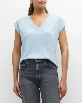 Frame - Easy V-Neck Tee in Light Blue