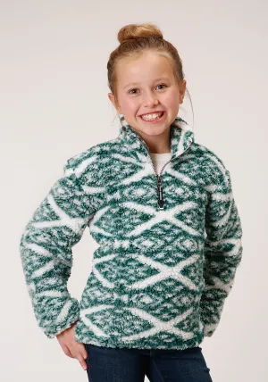 GIRLS WOMENS  DIAMOND PRINT POLAR FLEECE PULLOVER