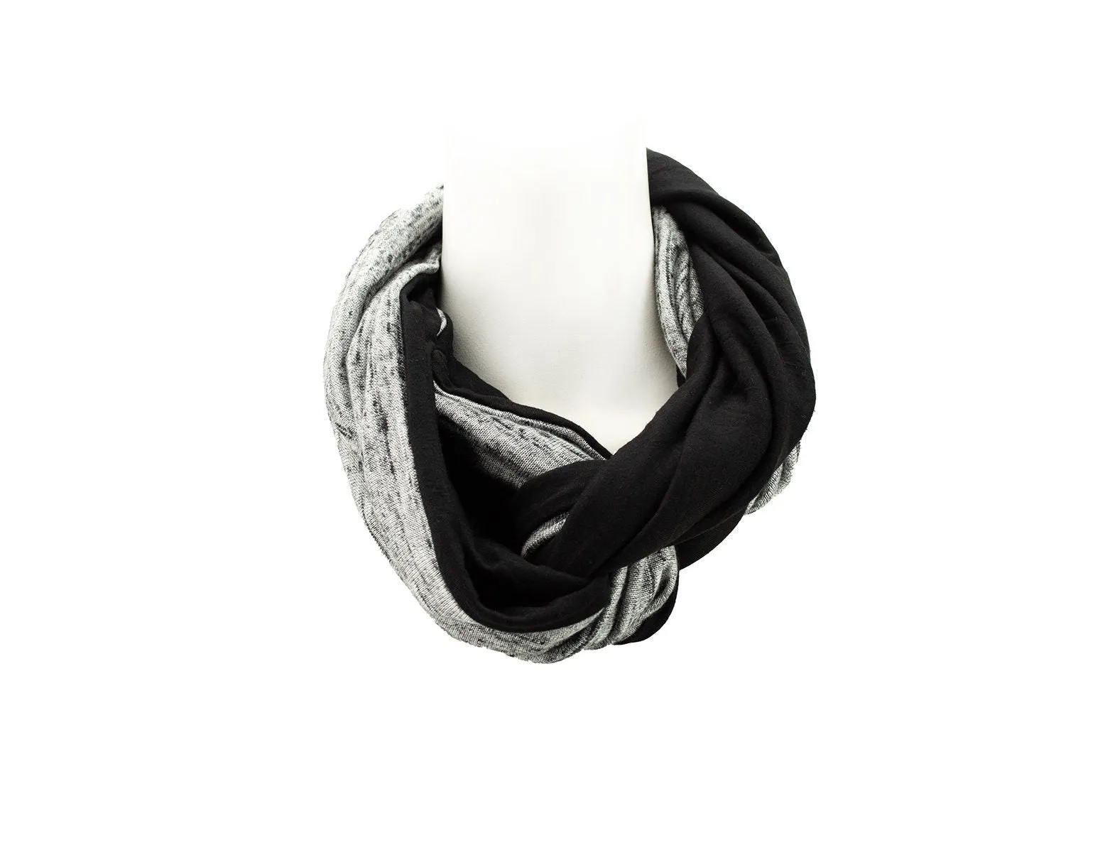 Gray and Black Space Dyed Infinity Scarf