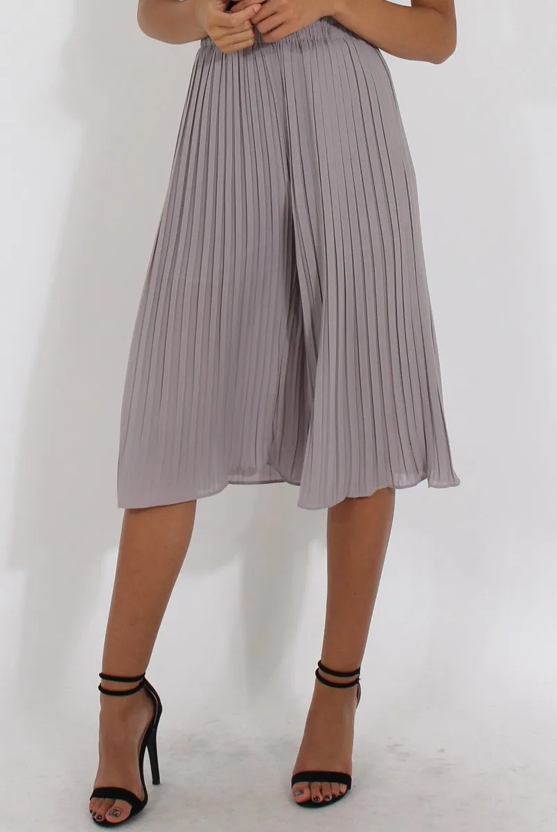 Grey Pleated High Waisted Culottes - Audrey