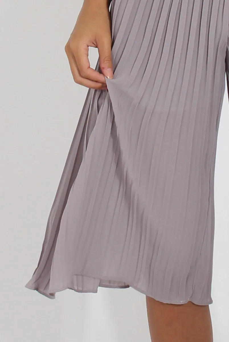 Grey Pleated High Waisted Culottes - Audrey