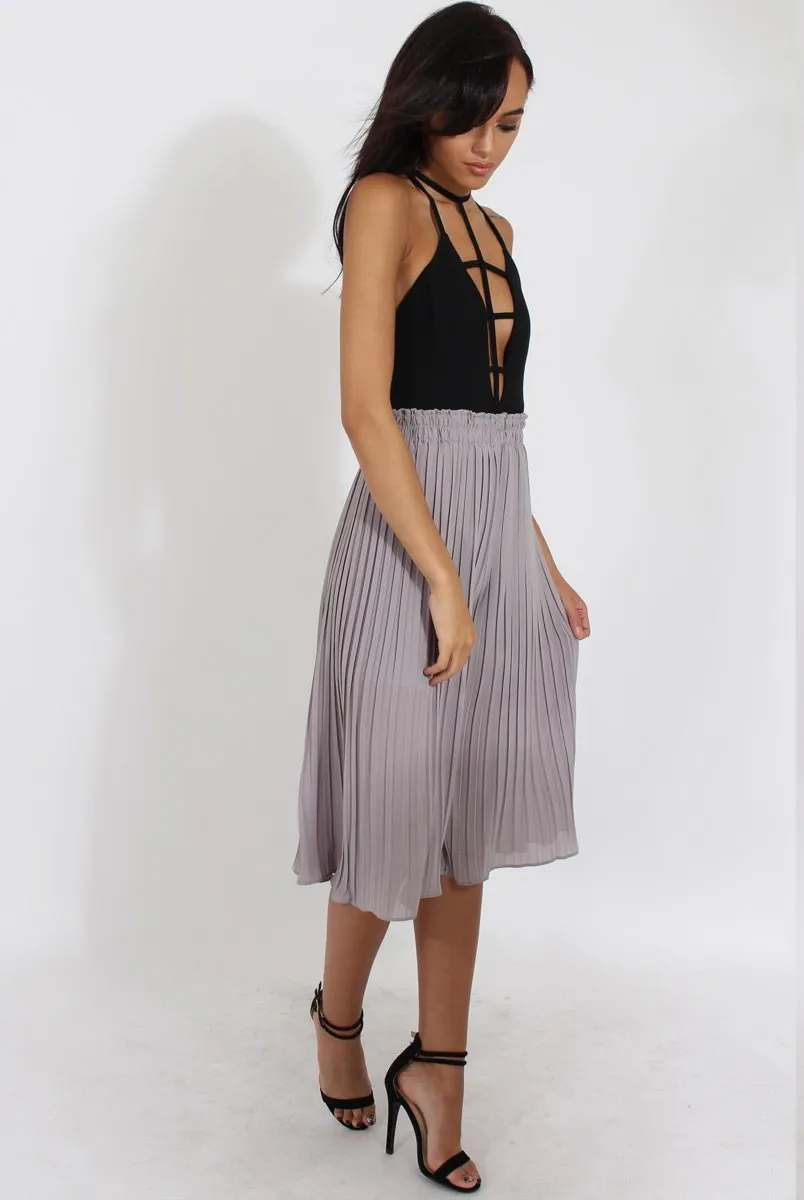 Grey Pleated High Waisted Culottes - Audrey