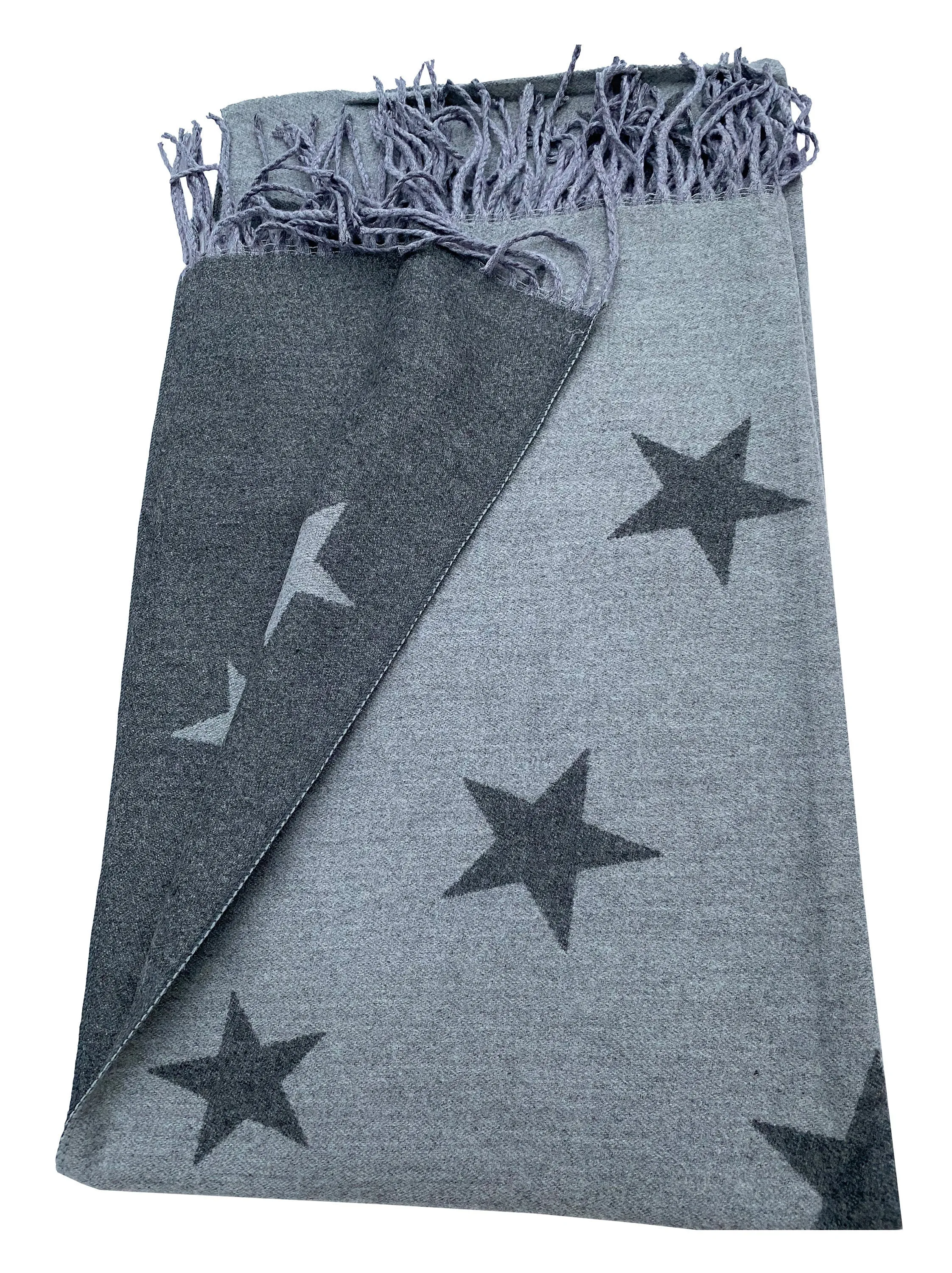 GREY STARS PRINT cashmere scarf print scarf reversible super soft winter shawl unisex trending scarf Xmas gift for him and her