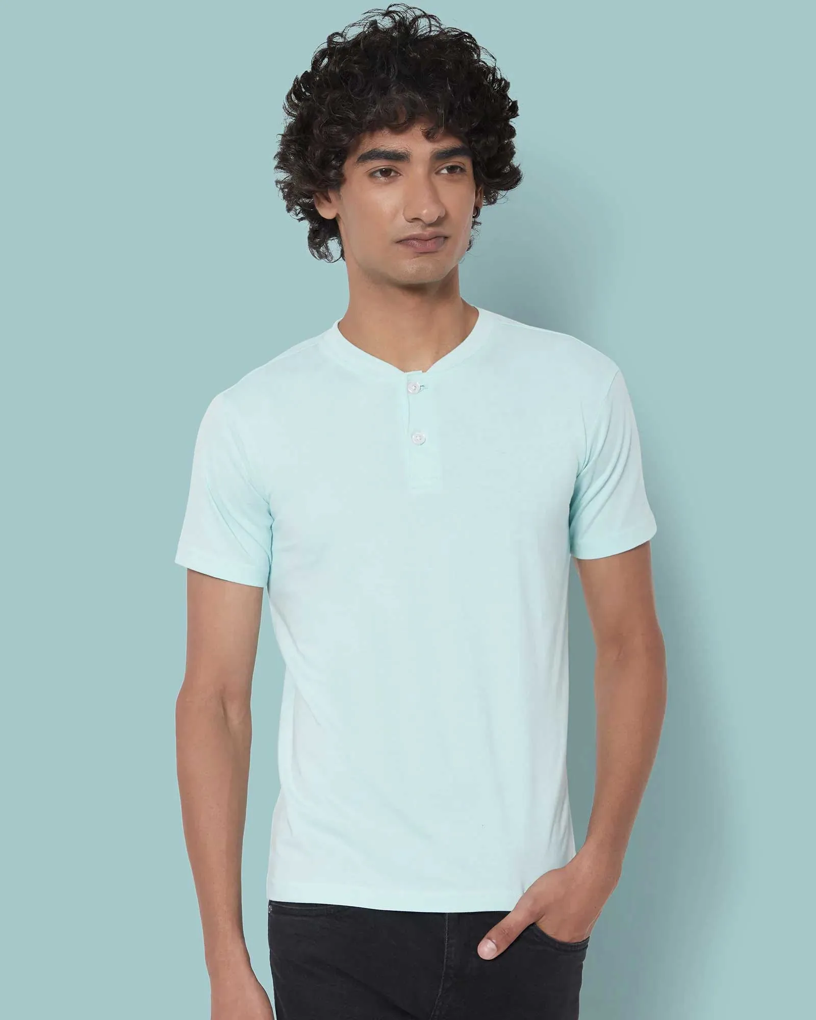 Half Sleeves Henley: Celeste