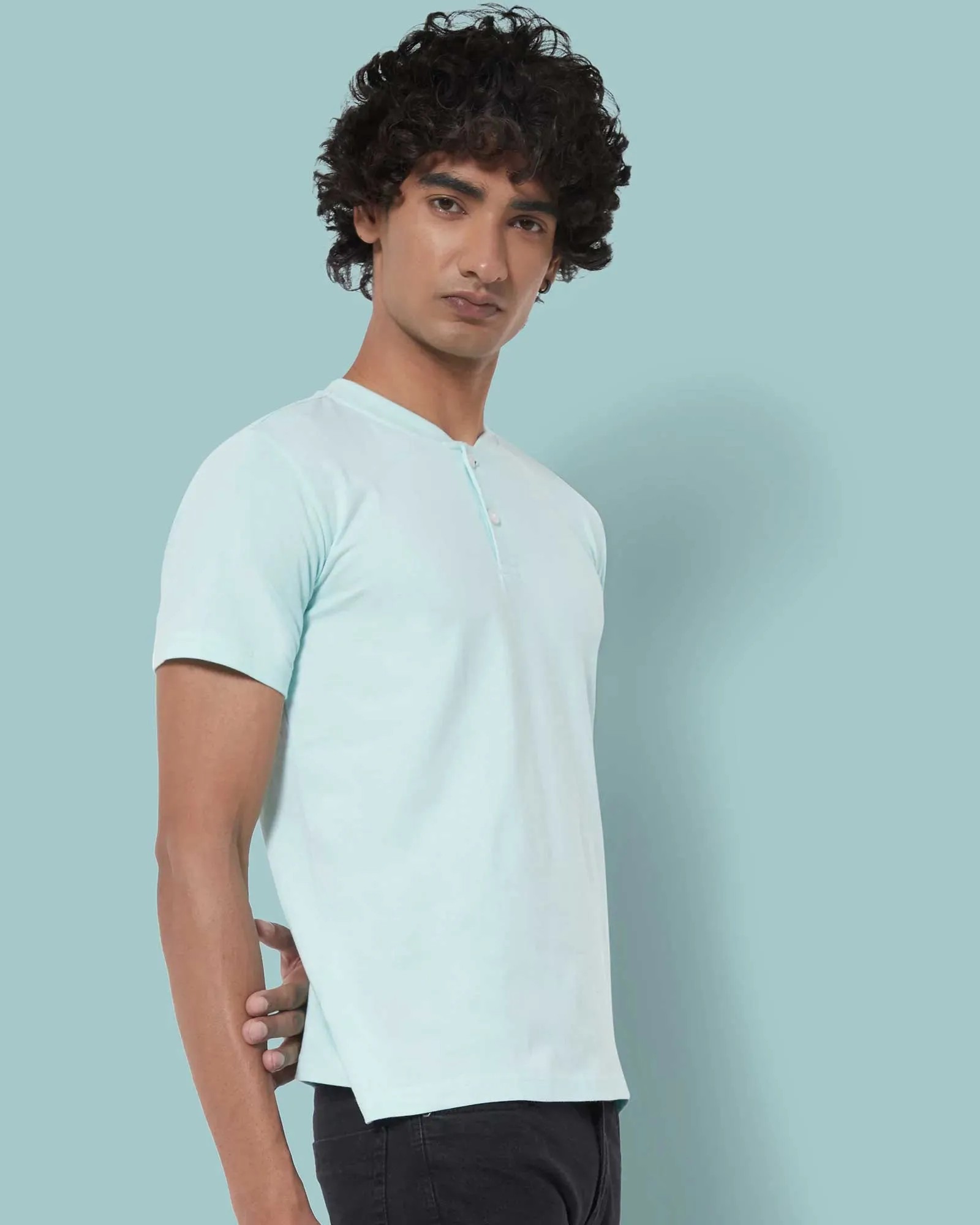 Half Sleeves Henley: Celeste