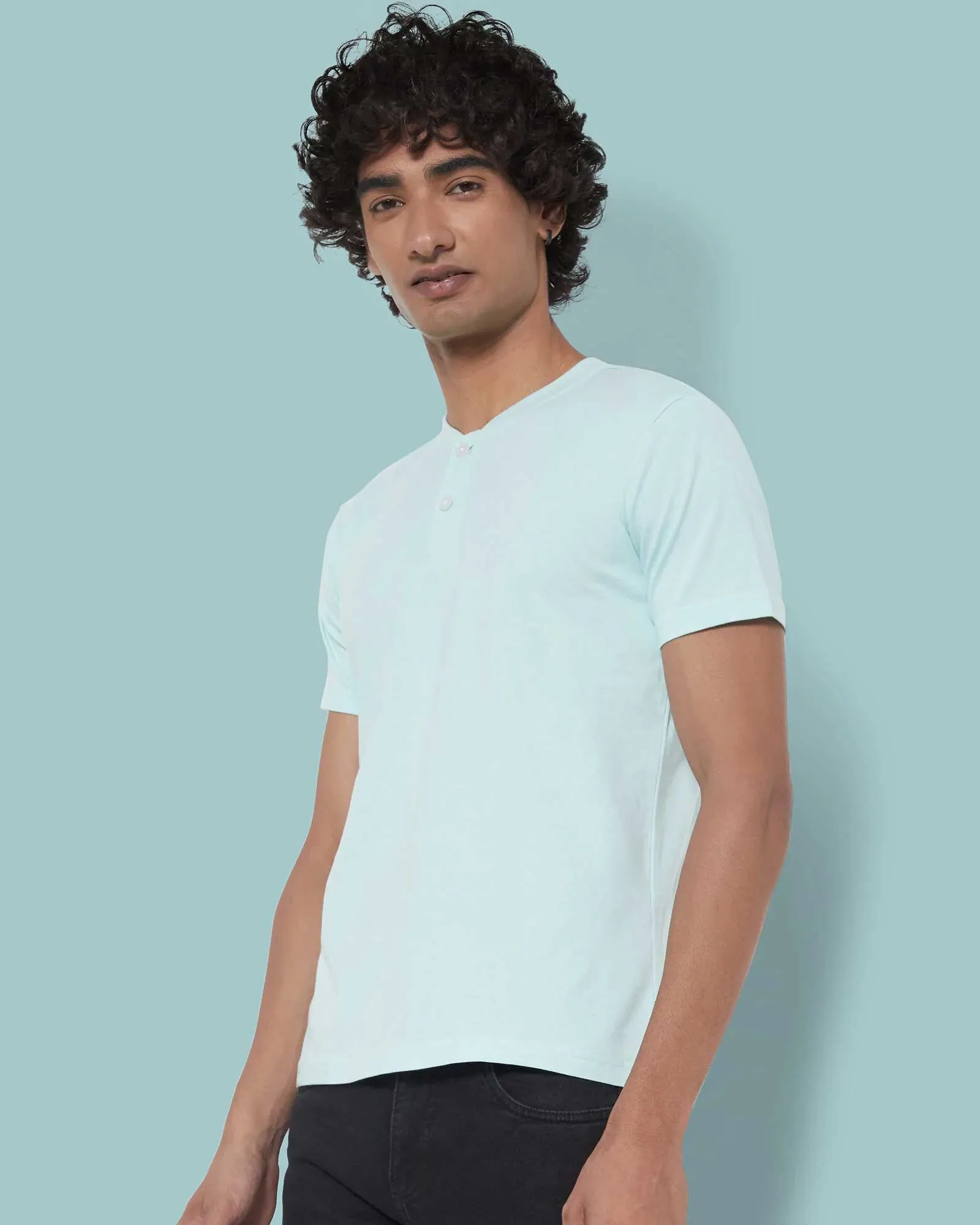 Half Sleeves Henley: Celeste