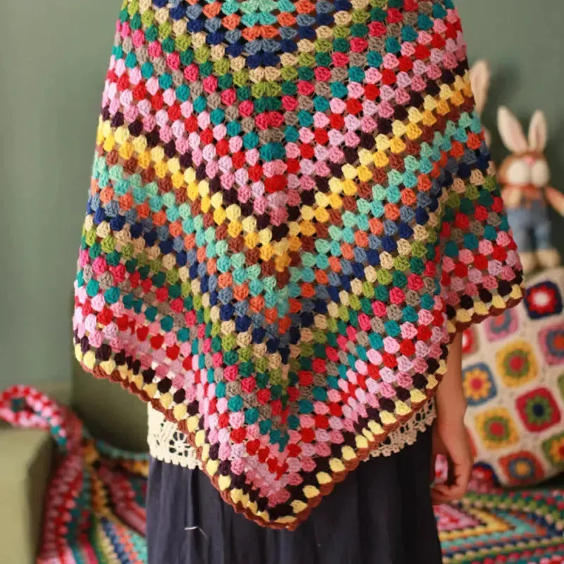 Hand-made crochet triangle shawl scarf blanket