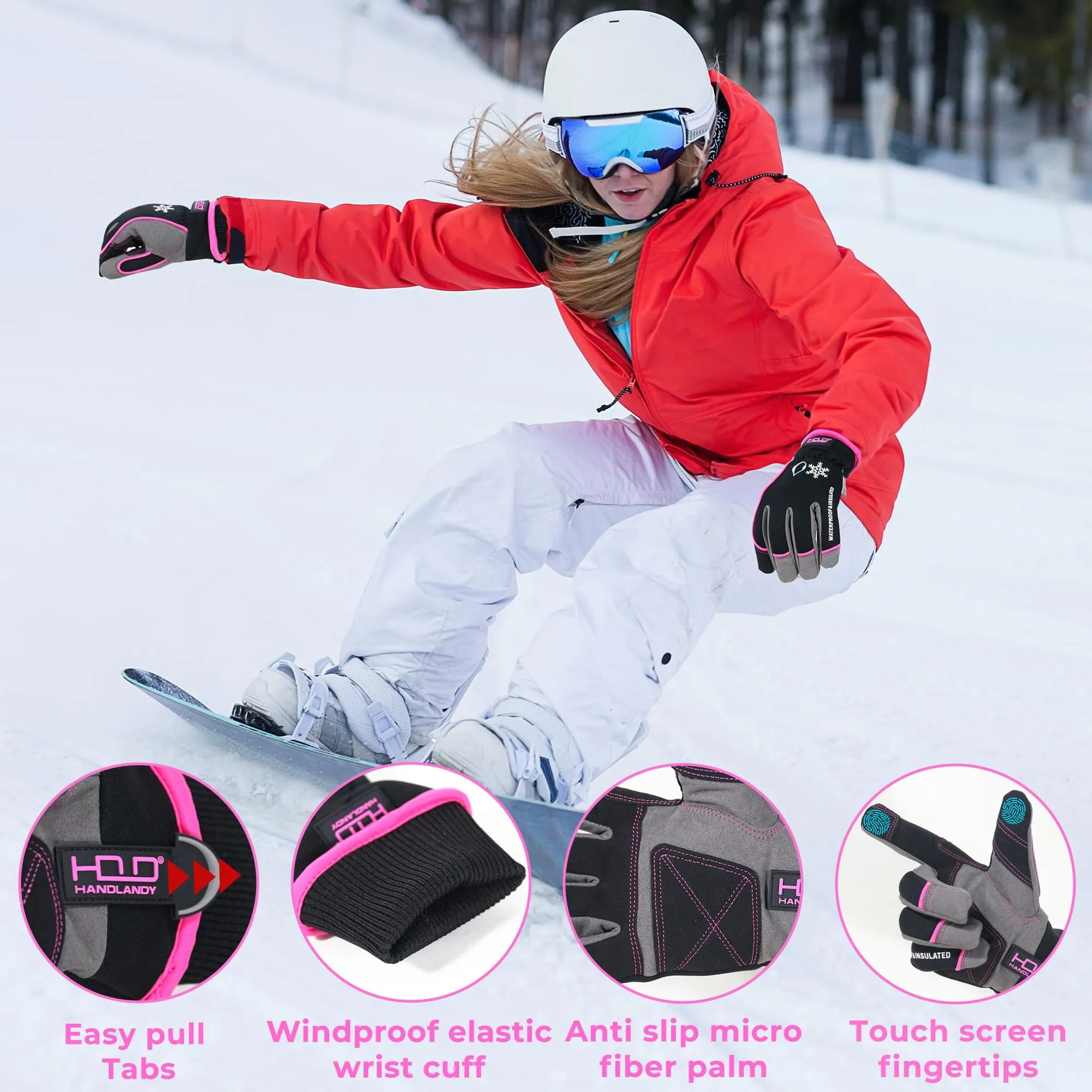 Handlandy Men Women Winter Gloves TouchScreen Ski Snowboard 8015 (6/12 Pairs)