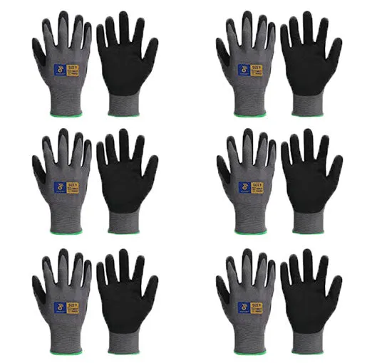 Handlandy Sandy Nitrile Coated Gloves Gardening Breathable 1132 (6 Pairs)