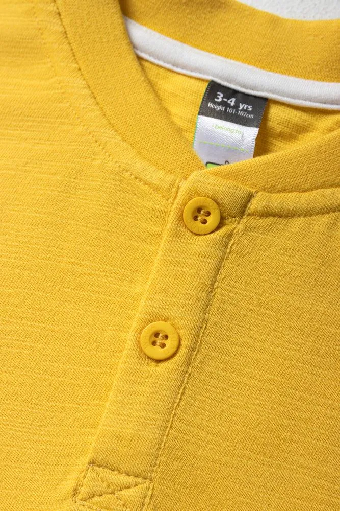 Henley Short Sleeve T-Shirt Yellow