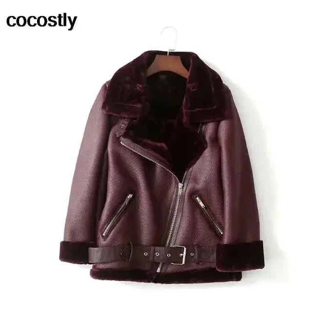 High Quality Woman's Faux Leather Fur Coat^