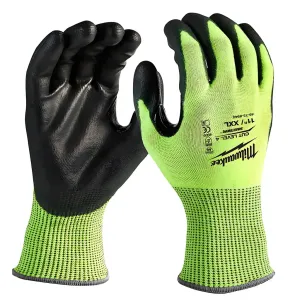 High Visibility Cut Level 4 Polyurethane Dipped Gloves - XXL