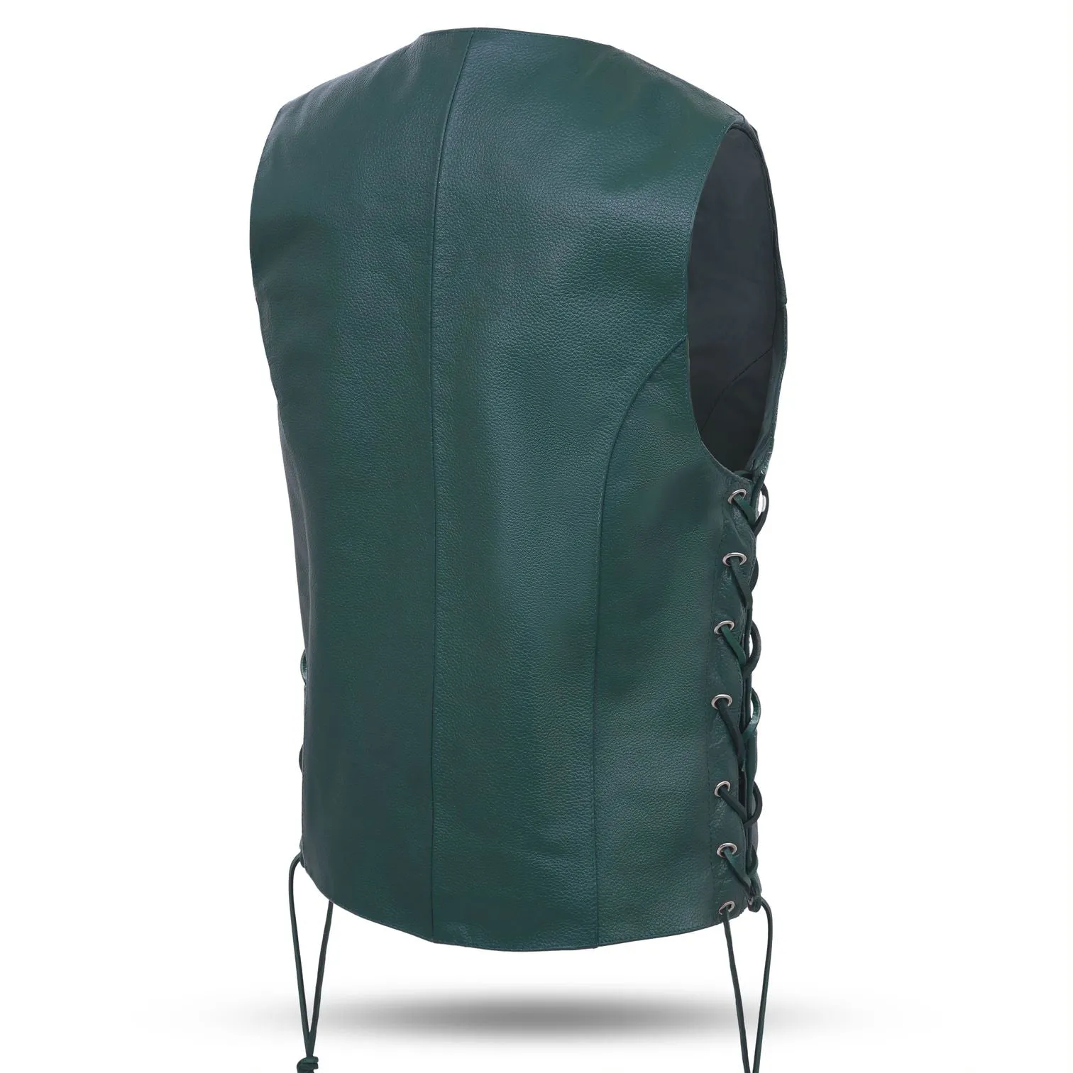 HL14501Green Hunter Green Women motorcycle HUNTER GREEN Leather Vest Biker Club Conceal Carry