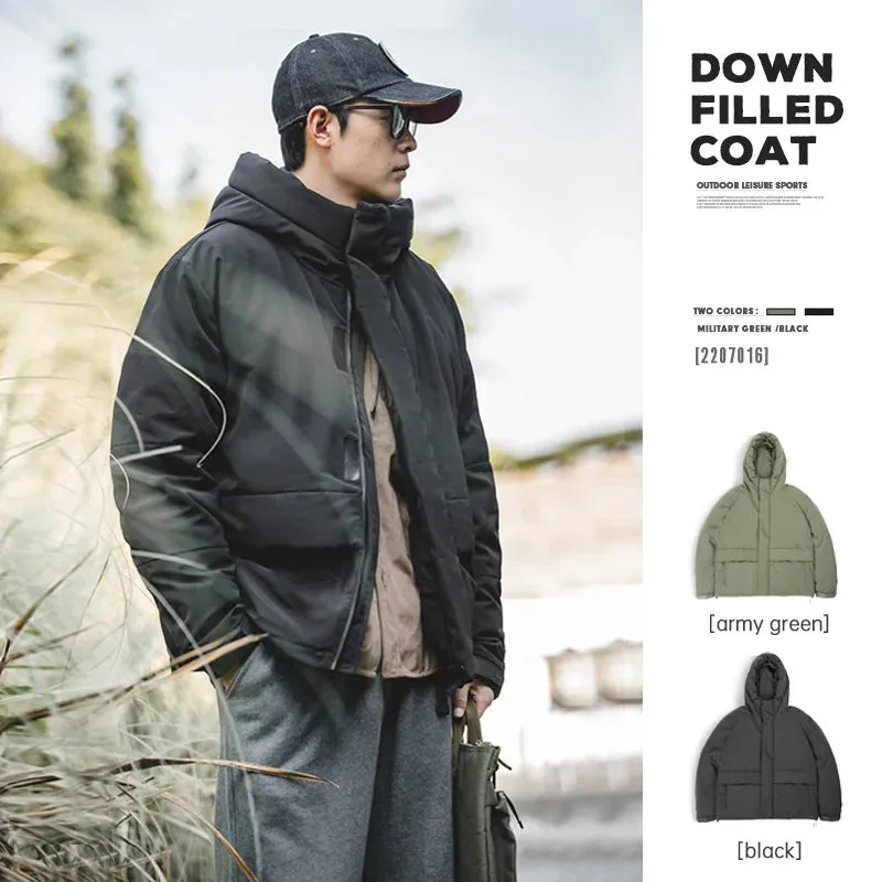 Hooded White Duck Down Jackets for Men - Warm and Thick - Casual Short Puffer Jacket