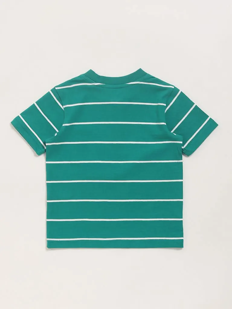 HOP Kids Green Striped T-Shirt