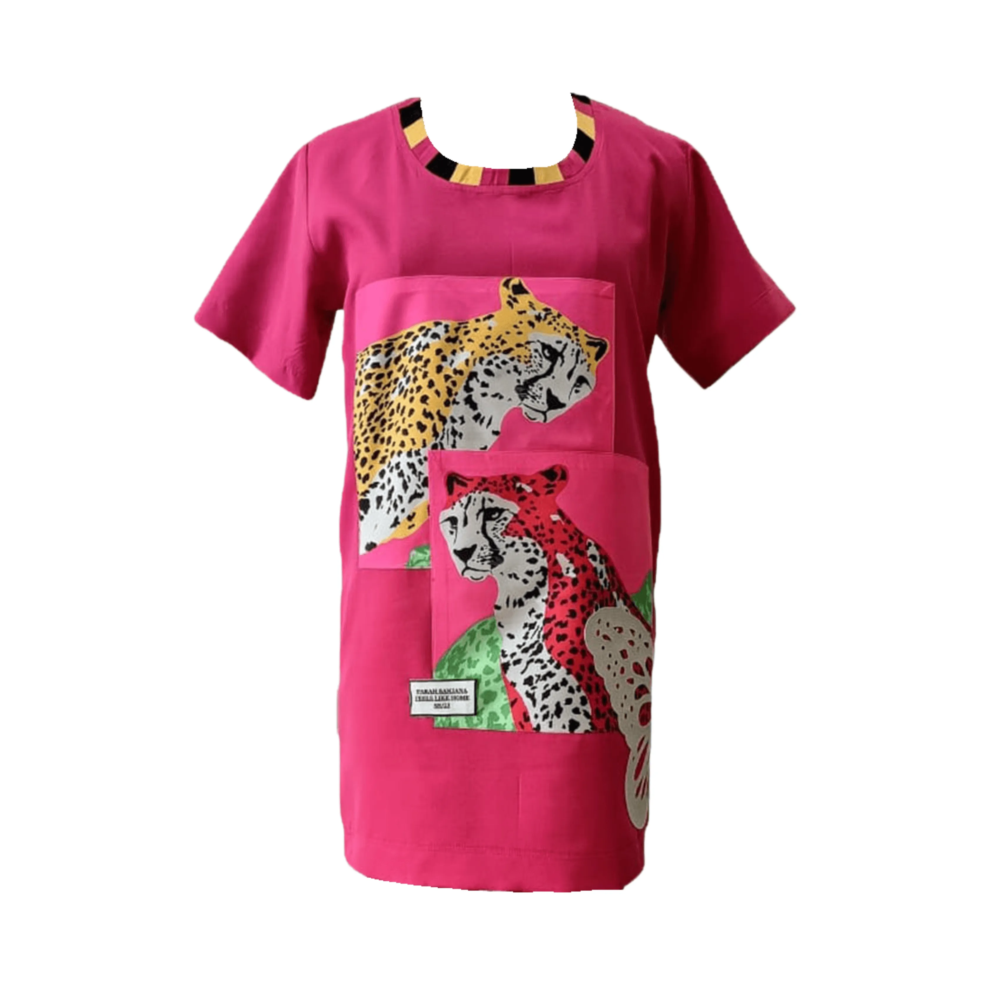 Hot Pink Leopard Patch T-Shirt Dress