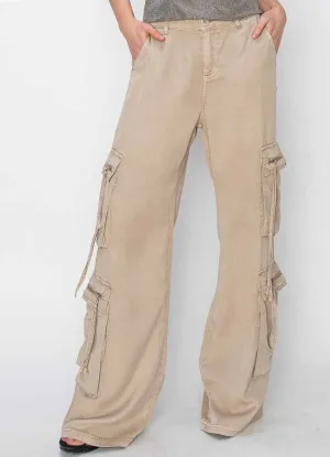 HR Wide Ankle Tencel Cargo Pants in Taupe by Risen