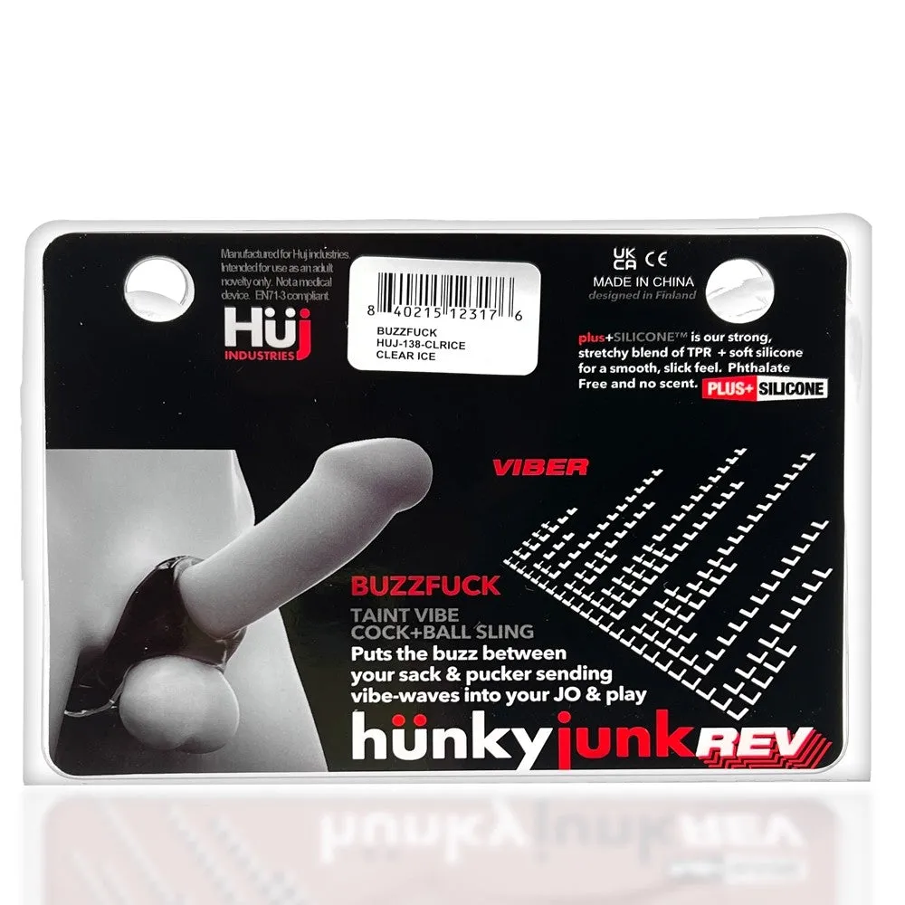 Hunkyjunk Buzzfuck Cock & Ball Sling with Taint Vibrator Tar Ice