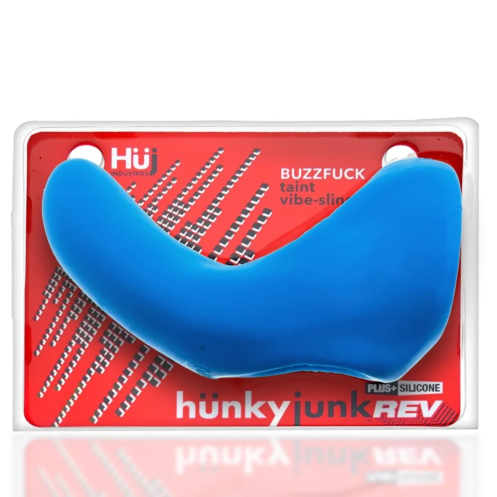 Hunkyjunk Buzzfuck Cock & Ball Sling with Taint Vibrator Teal Ice