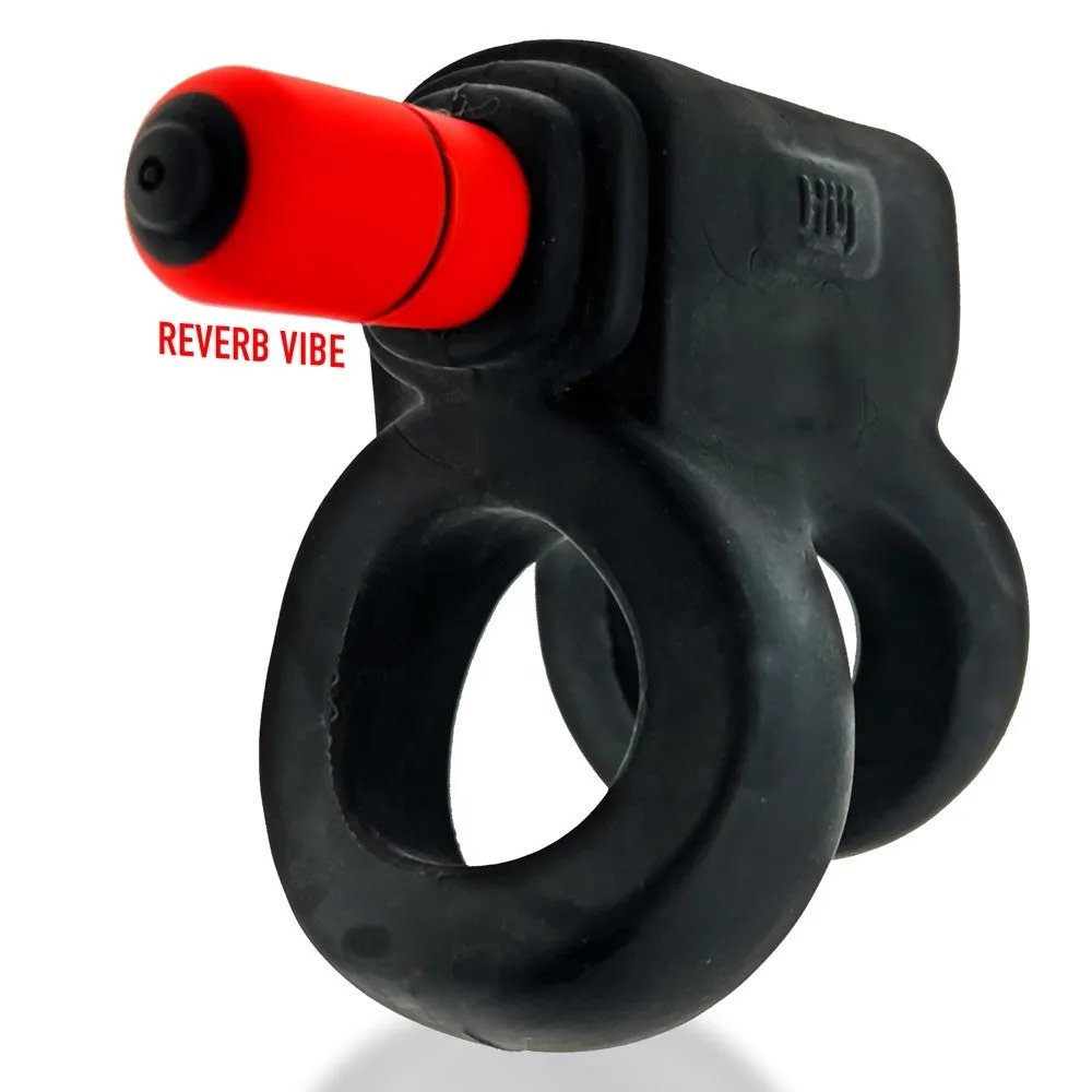 Hunkyjunk Revhammer Cock & Shaft Ring with Bullet Vibrator Tar Ice