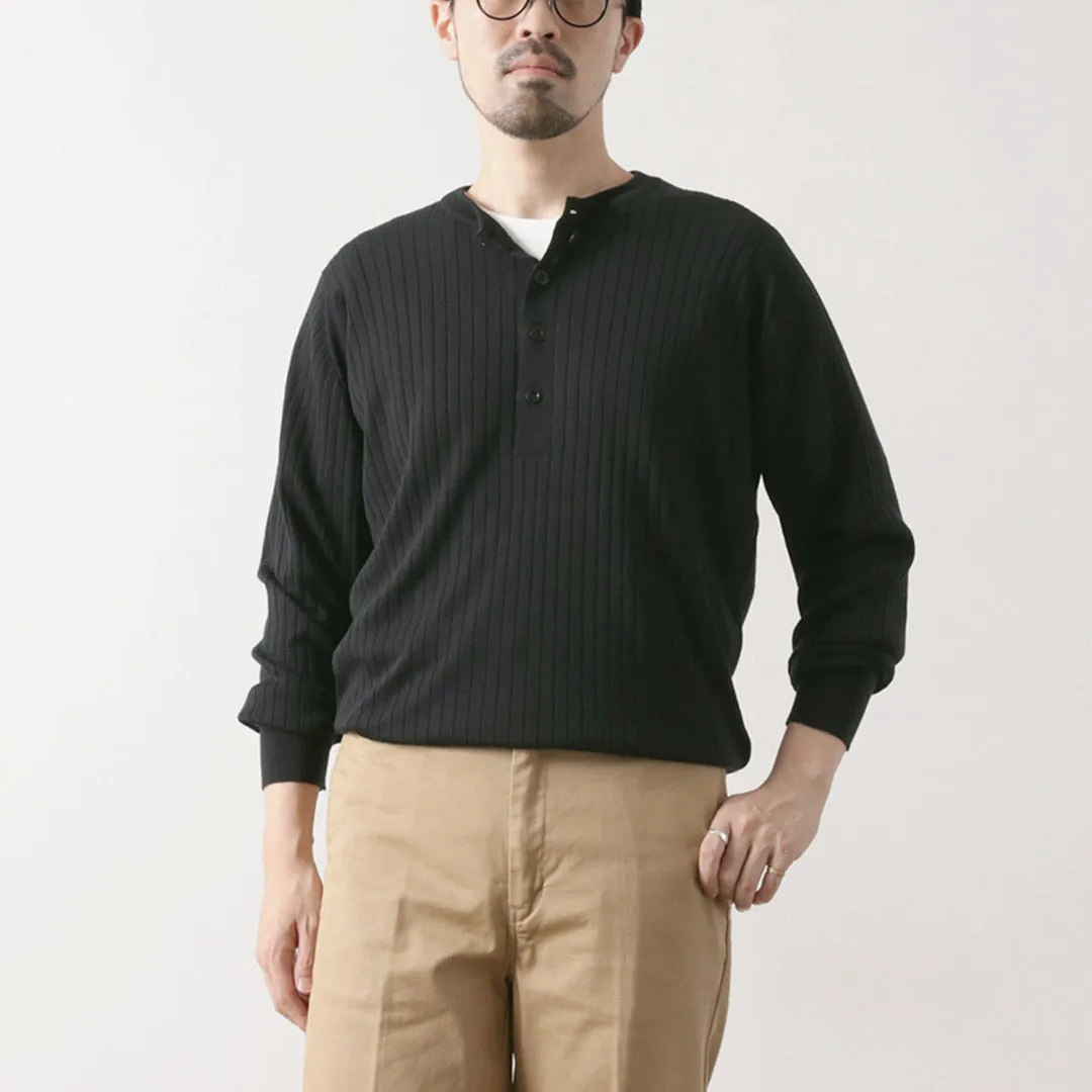 JOHN SMEDLEY / A4713 30G Henry Neck Ribbed Sweater