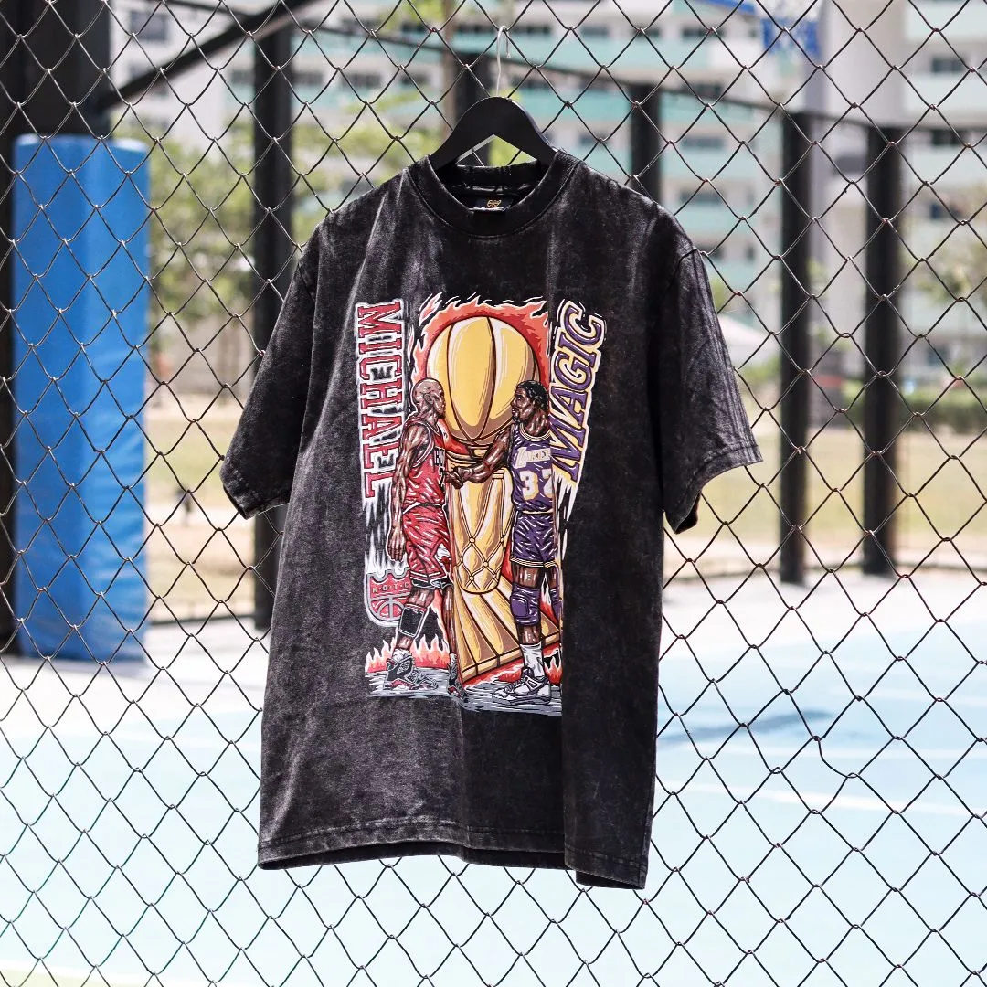 KOTCxOffCourt "Passing The Torch" Magic to MJ Vintage Washed T-Shirt in Black