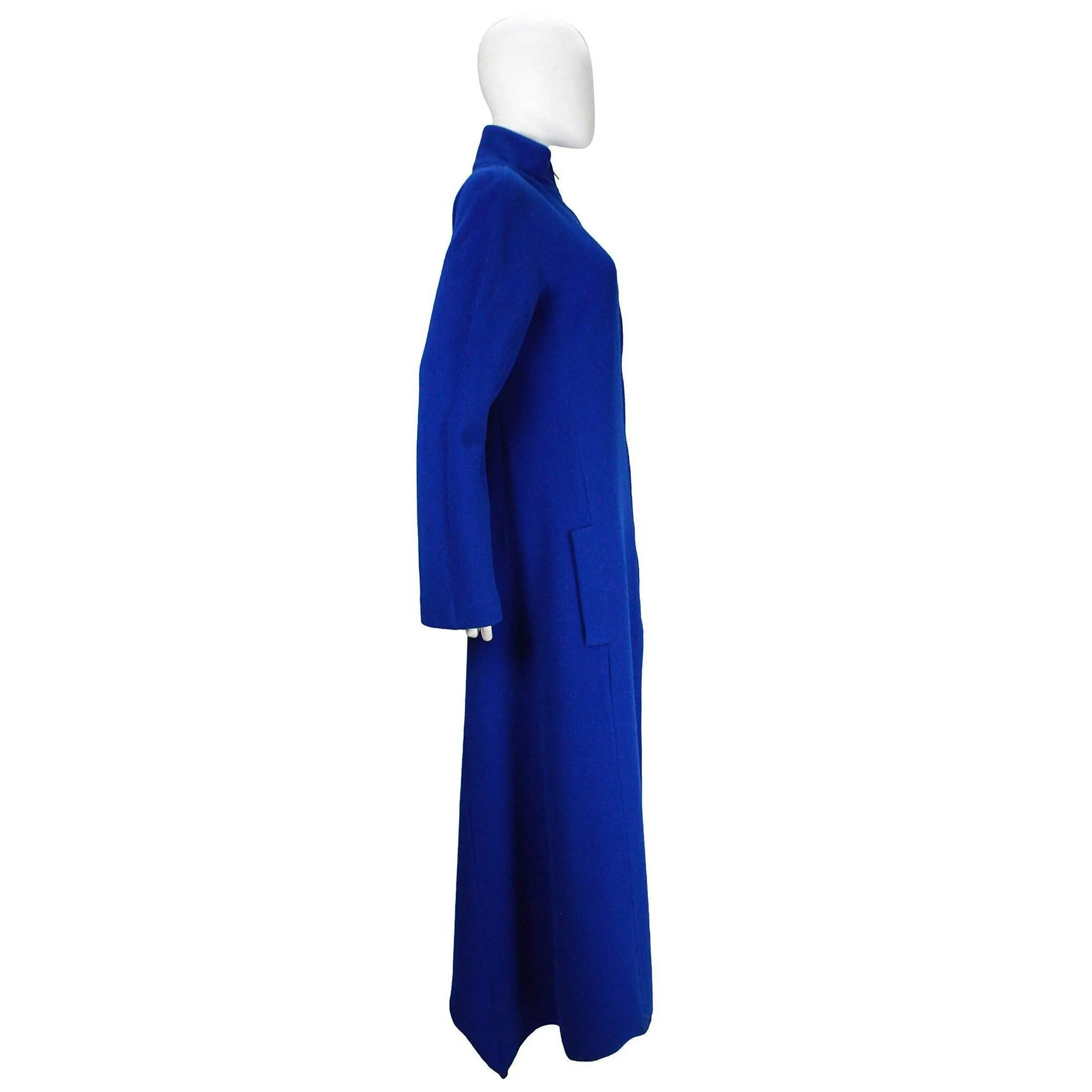 KRIZIA 1980's Royal Blue Two-Way Zipper Wool Coat | EU 40