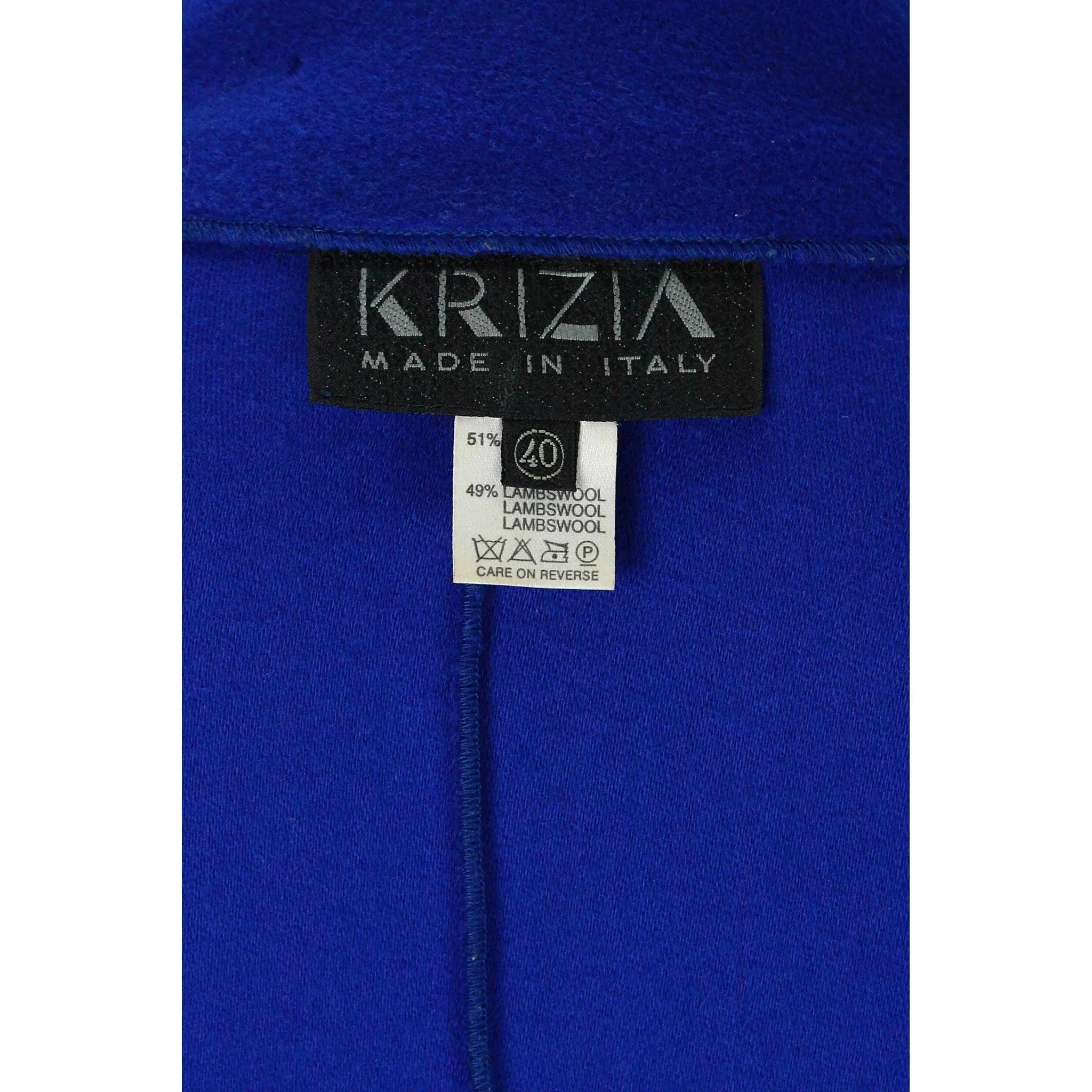 KRIZIA 1980's Royal Blue Two-Way Zipper Wool Coat | EU 40