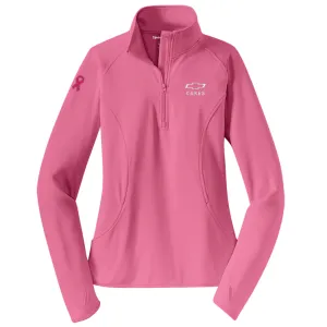 Ladies Pink Half Zip Pullover - Chevy Cares x Breast Cancer Awareness