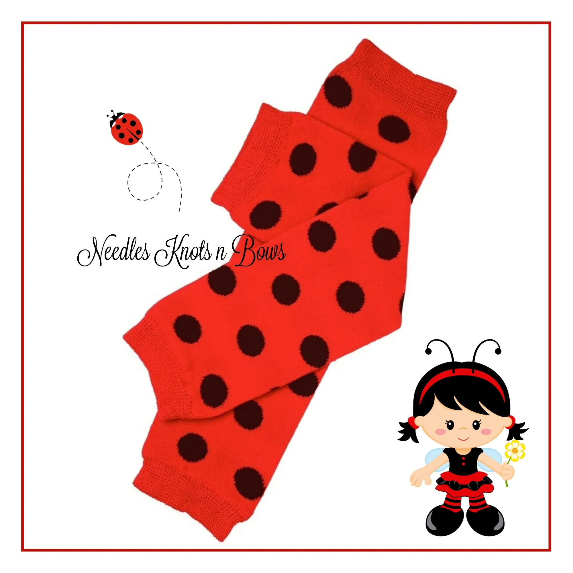 Ladybug Leg Warmers, Red with Black Polka Dots