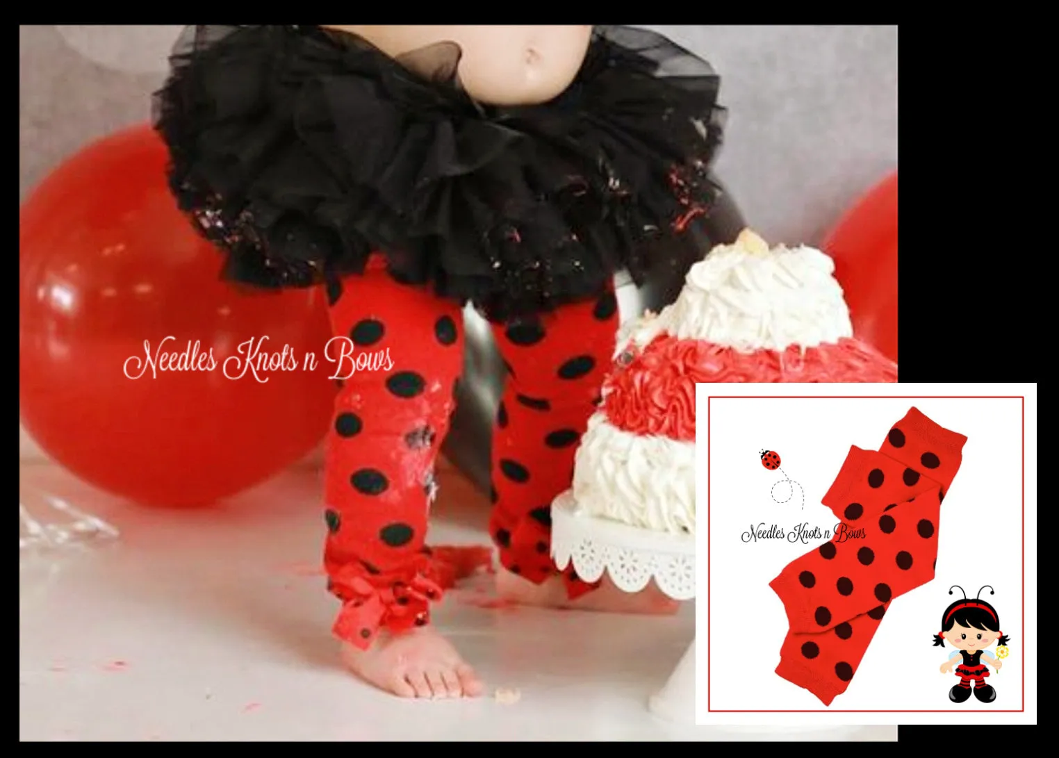 Ladybug Leg Warmers, Red with Black Polka Dots