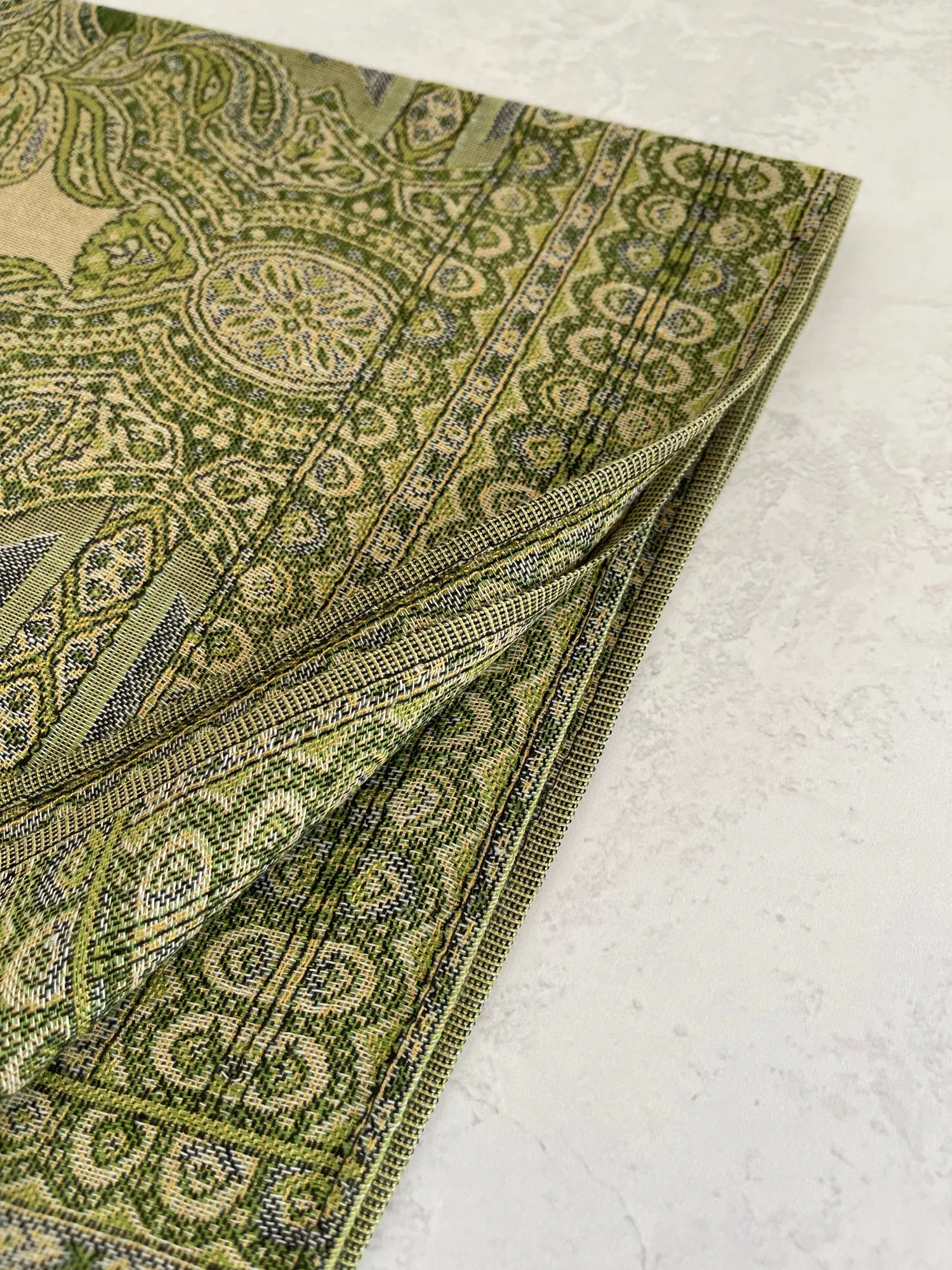 LARGE GREEN REVERSIBLE GEOMETRIC PAISLEY PRINT PASHMINA SHAWL SCARF WRAP