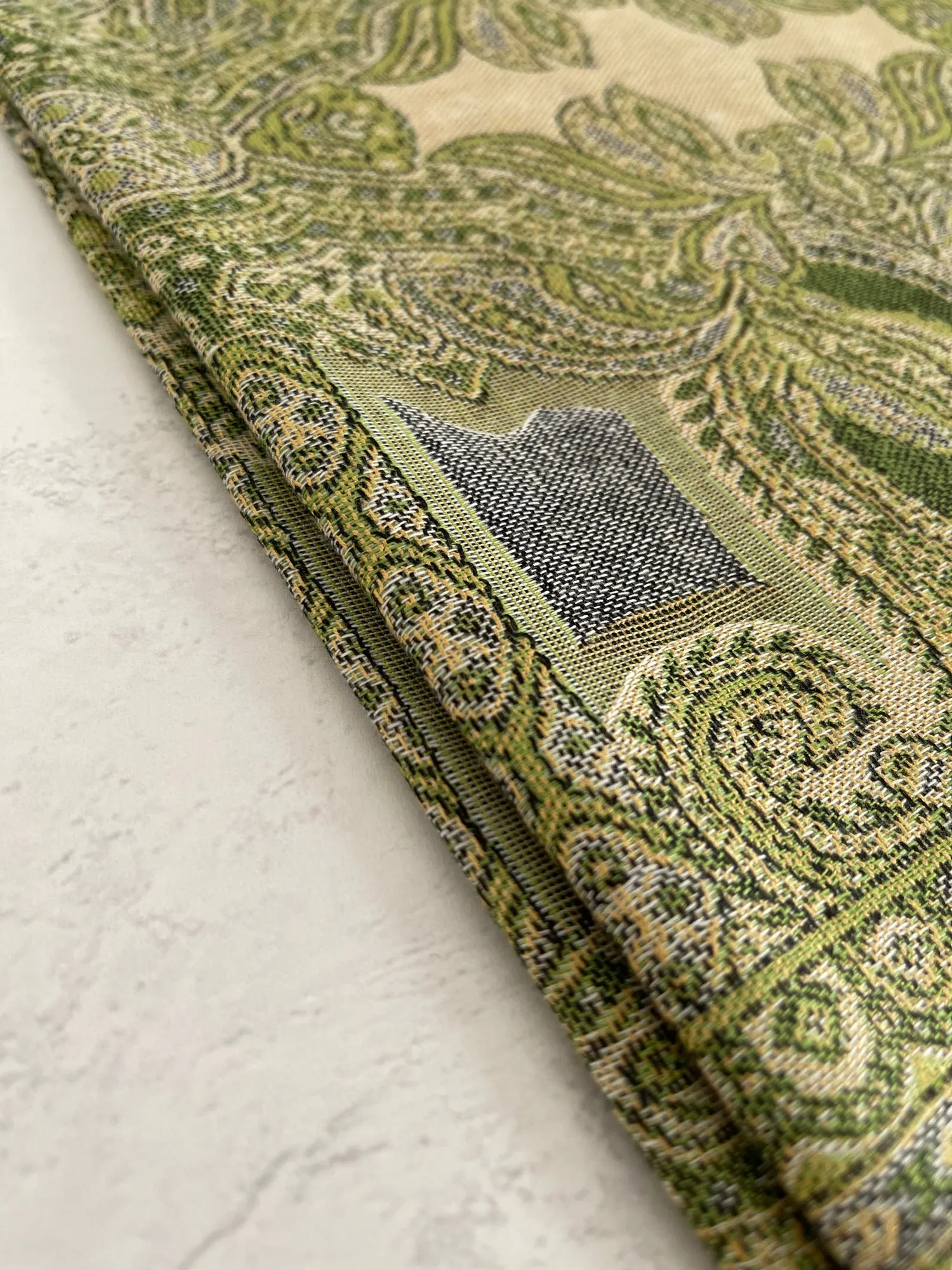 LARGE GREEN REVERSIBLE GEOMETRIC PAISLEY PRINT PASHMINA SHAWL SCARF WRAP