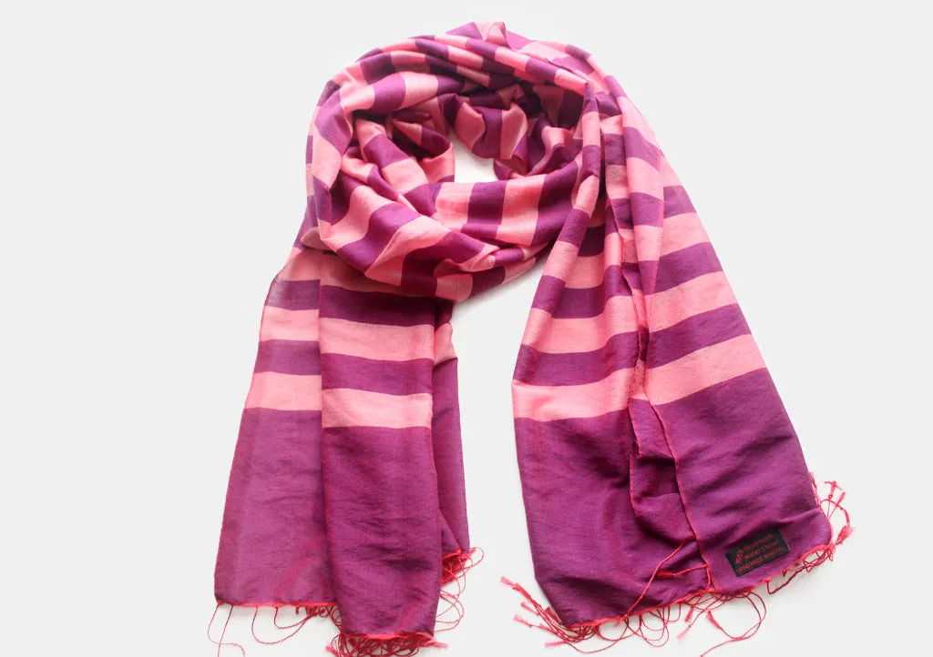 Light Pink Striped Reversible Water Pashmina Shawl