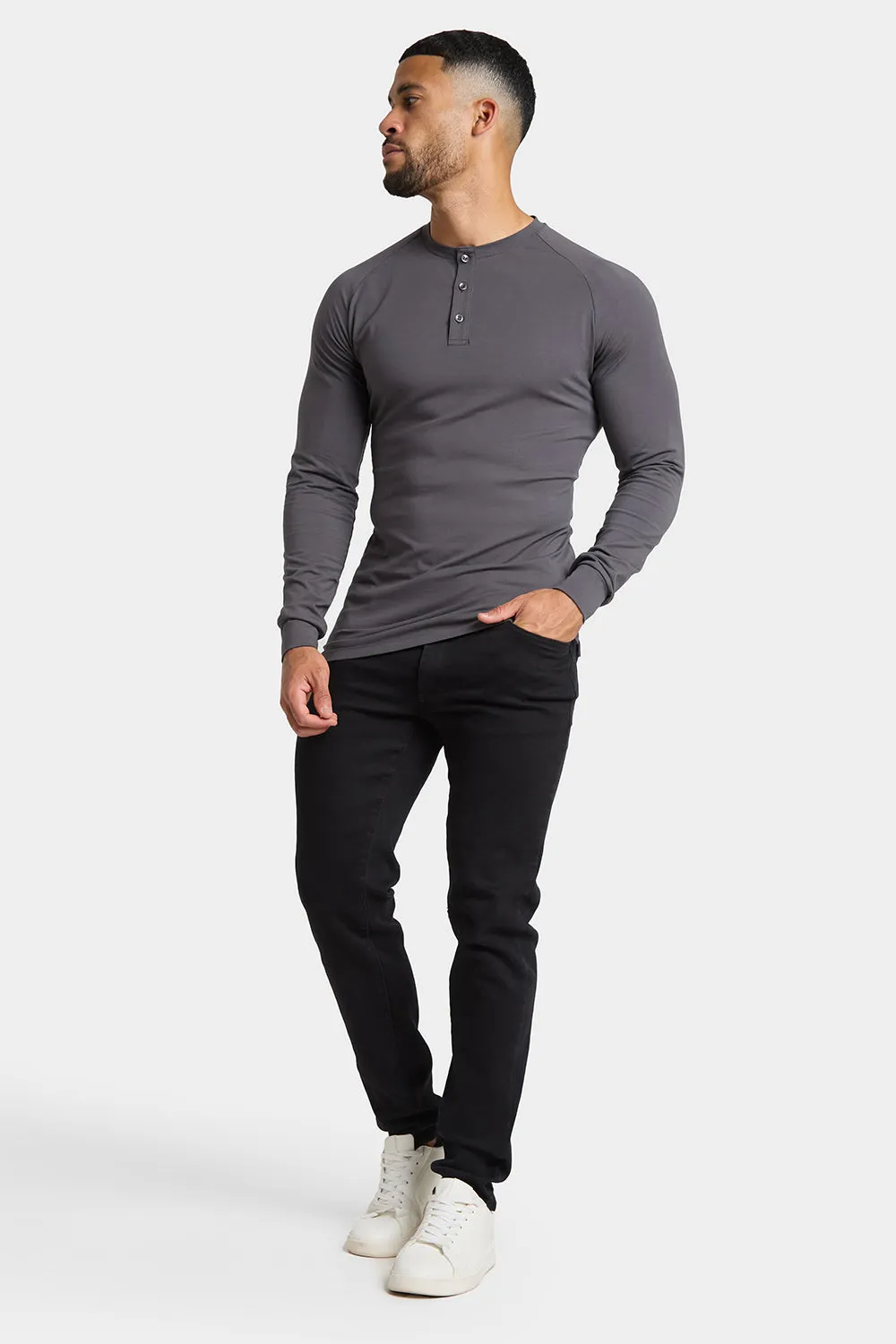 Long Sleeve Everyday Henley T-Shirt in Dark Graphite