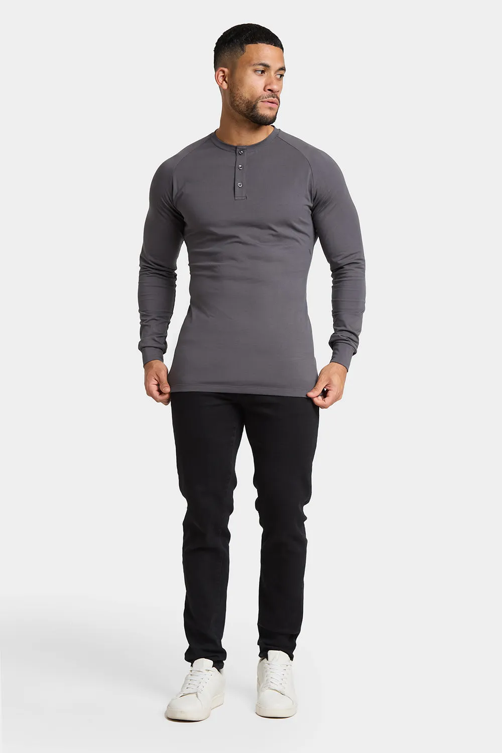 Long Sleeve Everyday Henley T-Shirt in Dark Graphite