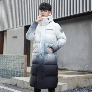 Loose Fit White Duck Down Thickened Full-Length Hooded Down Coat