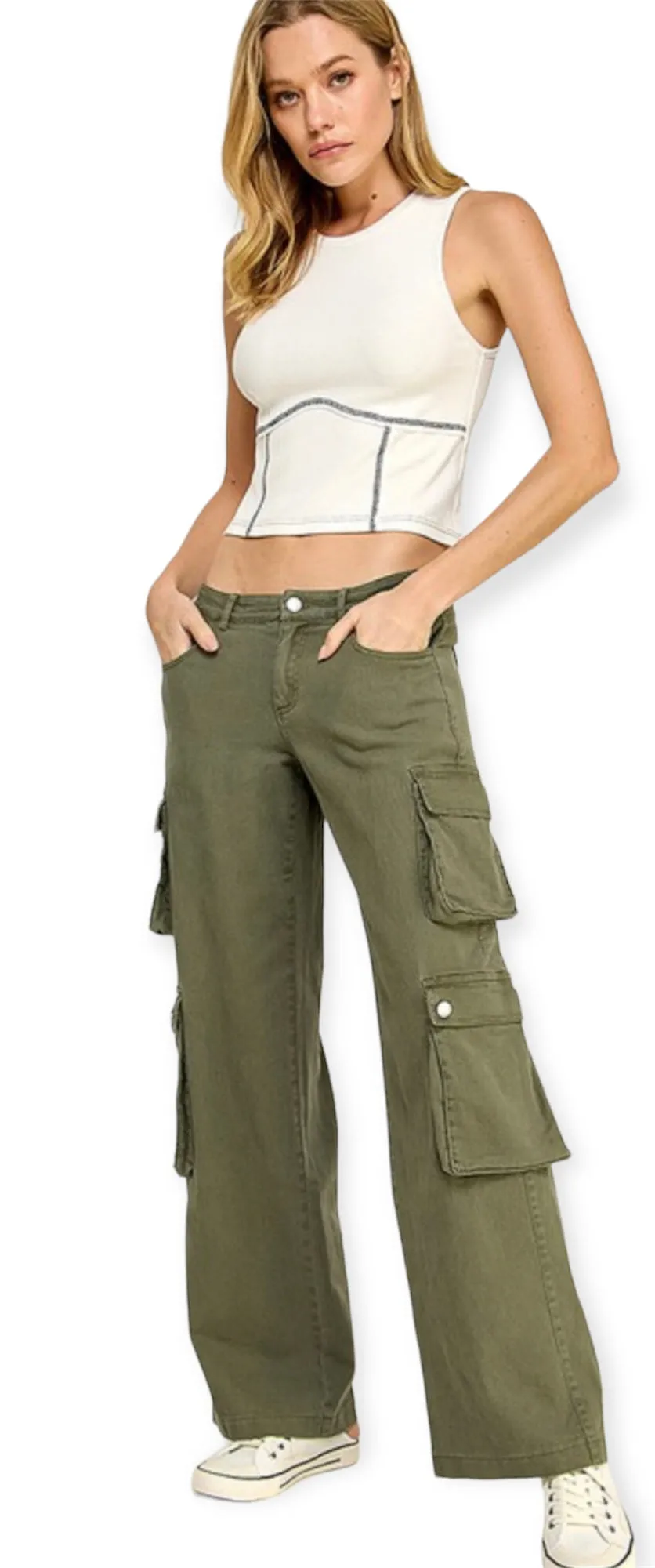 Low Rise Wide Cargo Pants