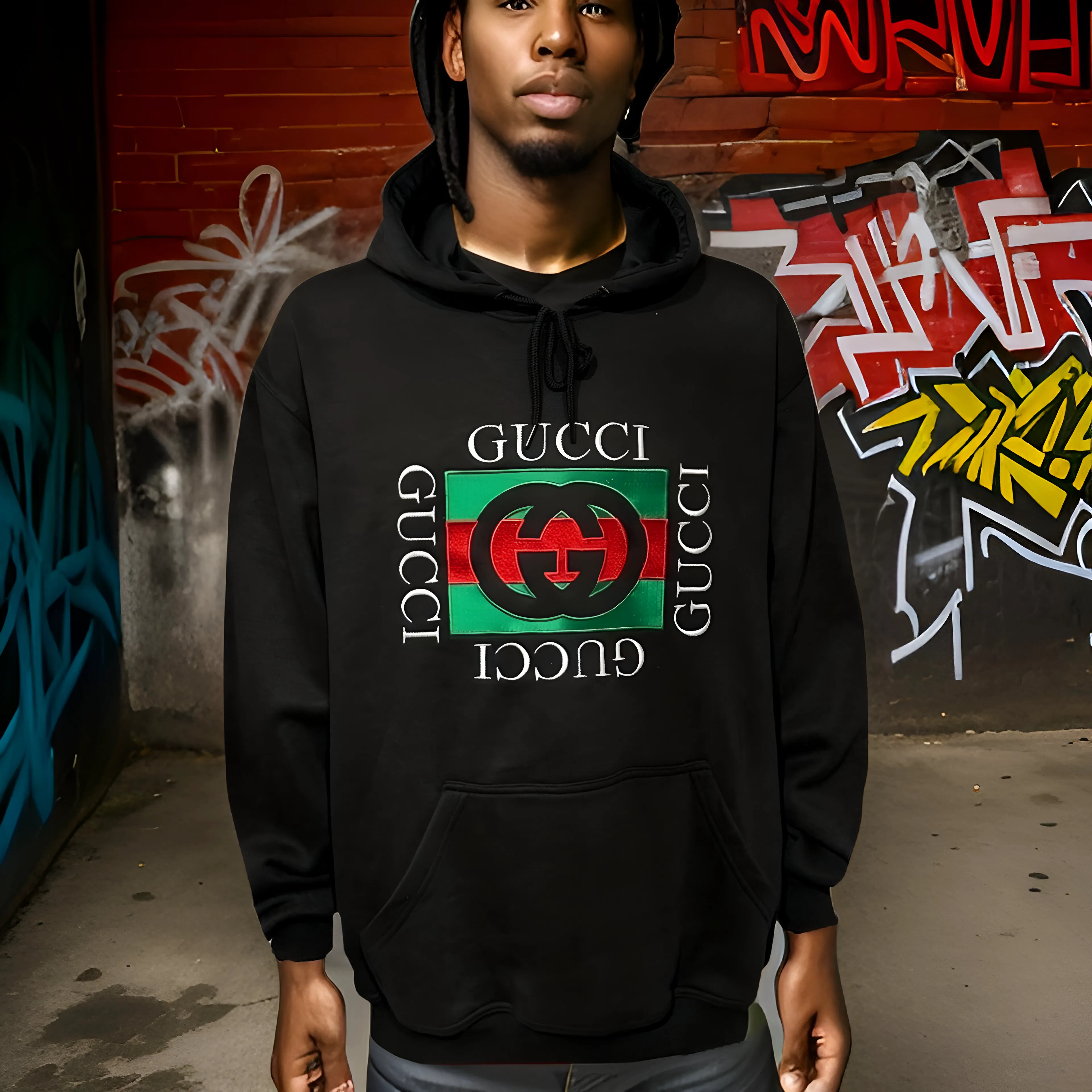 ^LUXURY^ (BLACK-MULTI) ITALIAN EMBROIDERED PULLOVER HOODIES