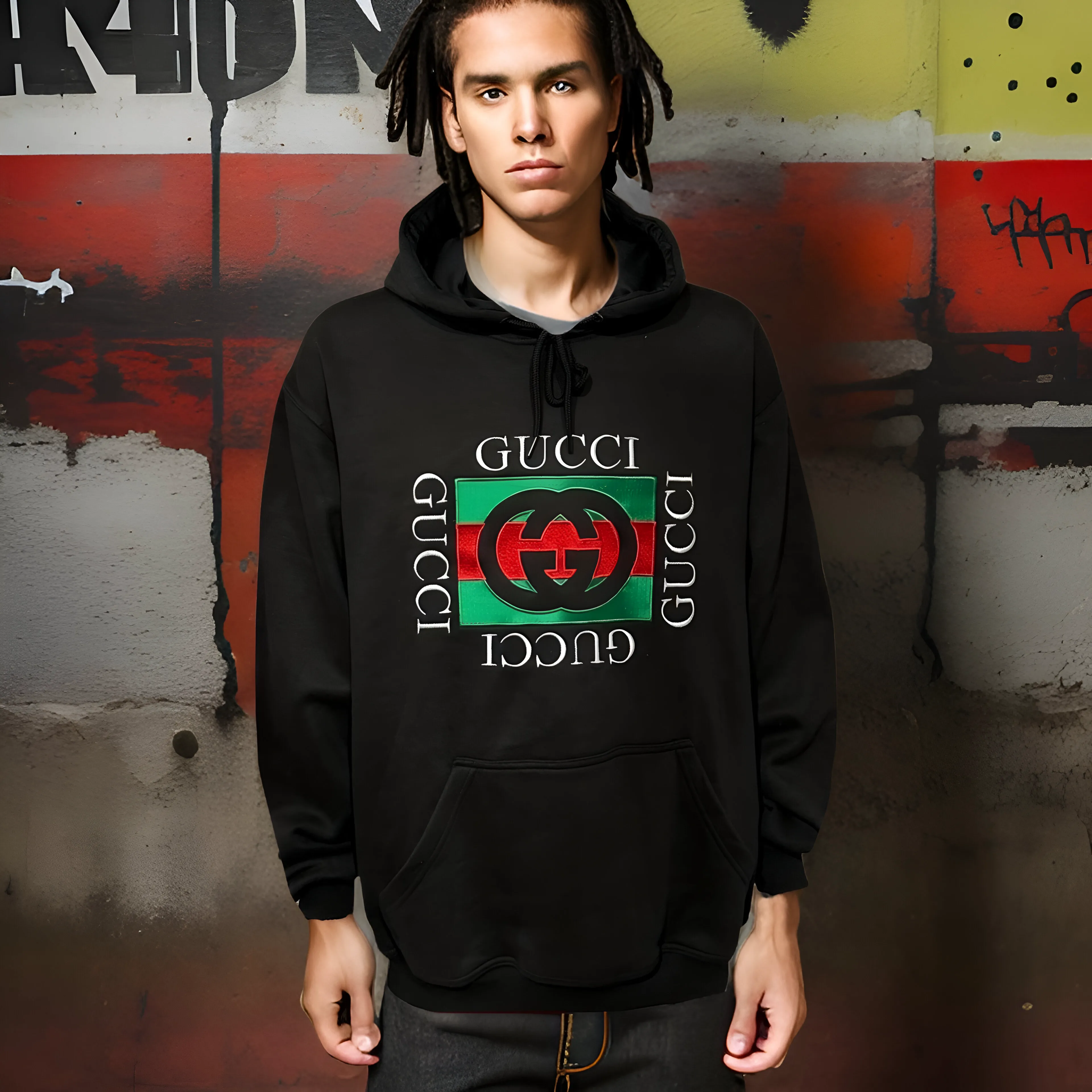 ^LUXURY^ (BLACK-MULTI) ITALIAN EMBROIDERED PULLOVER HOODIES