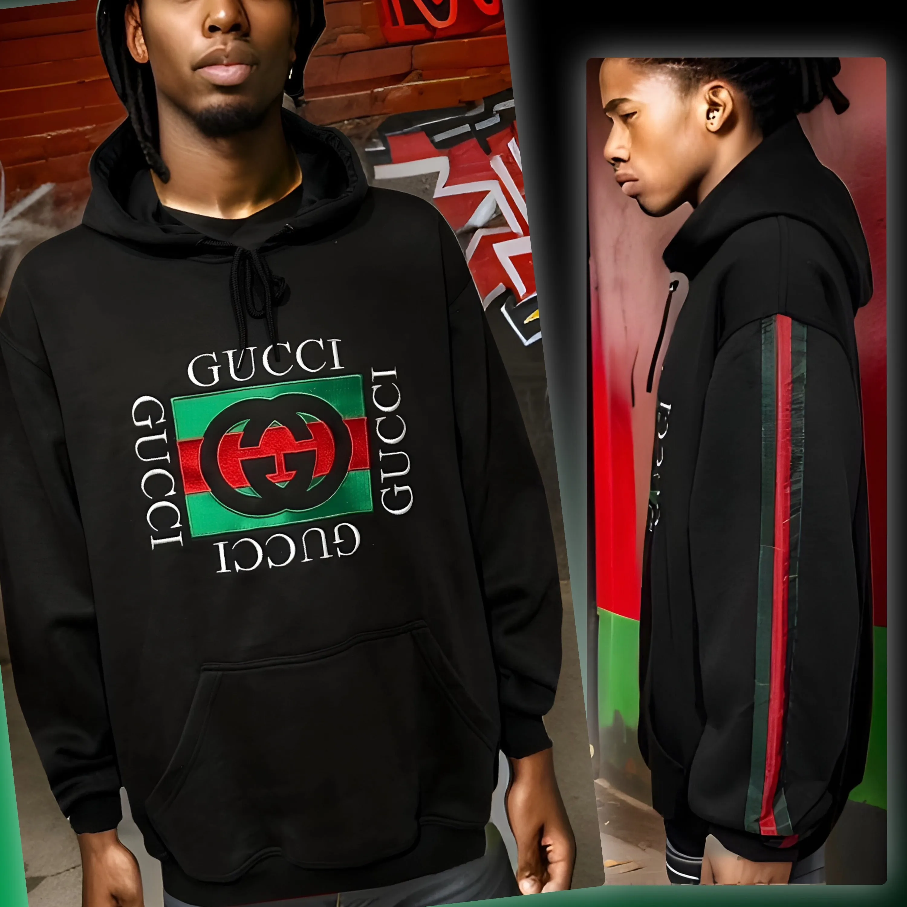 ^LUXURY^ (BLACK-MULTI) ITALIAN EMBROIDERED PULLOVER HOODIES