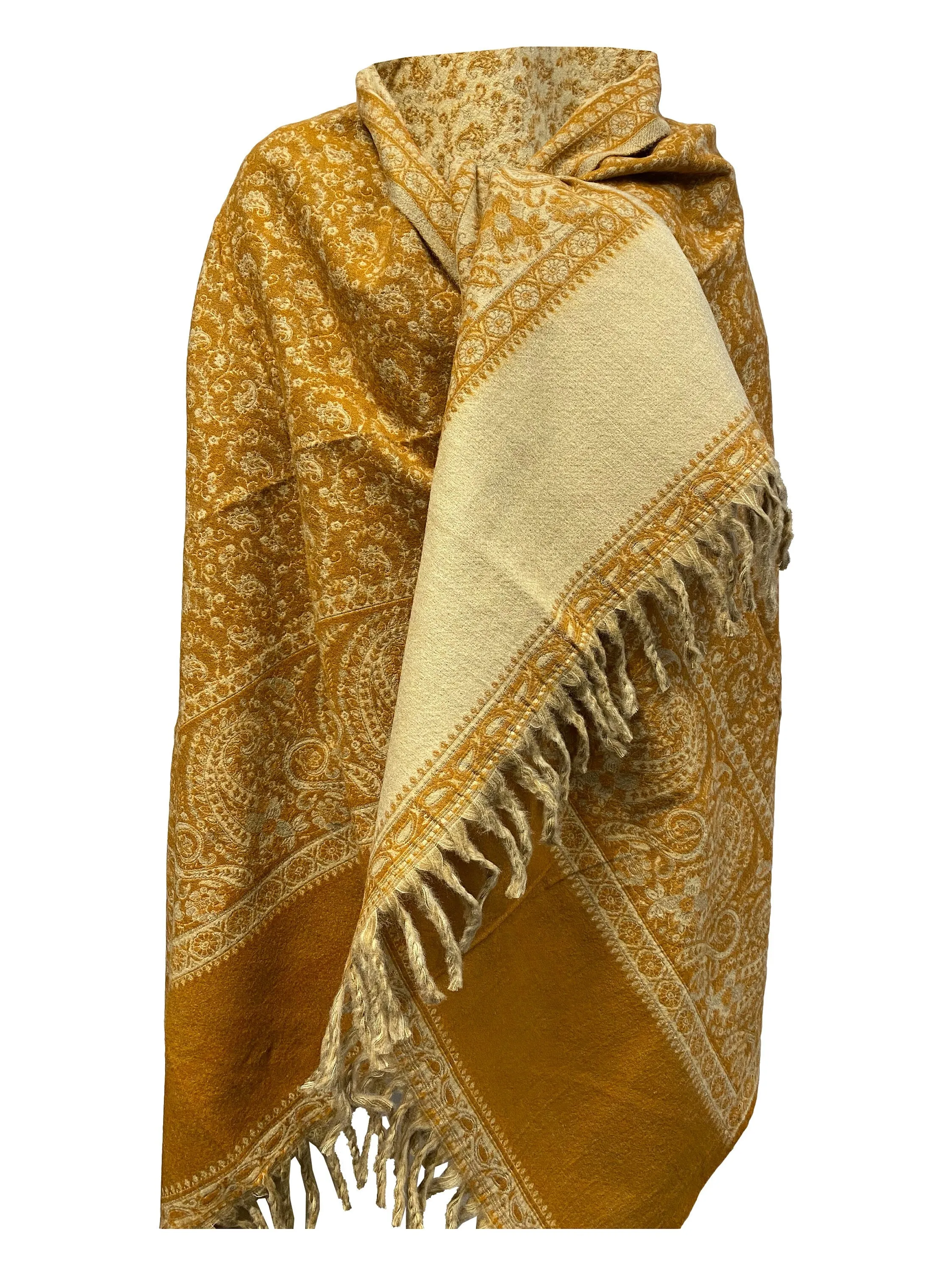 LUXURY GOLD COLOUR oversize Scarf Yak Wool floral yoga blanket stole unisex study Wrap Meditation Soft soft warm Shawl special Gift for all