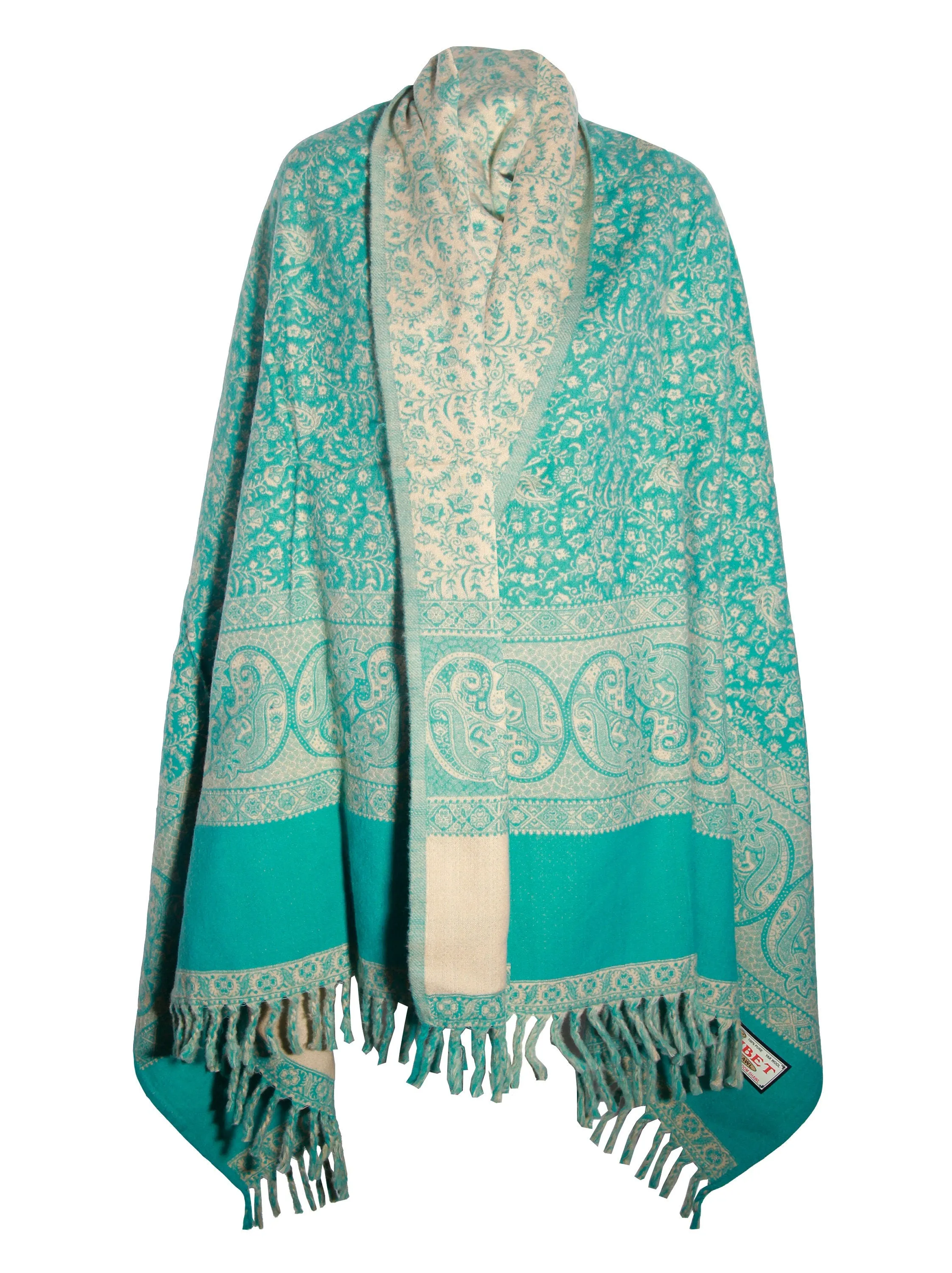 Luxury TIBET HANDLOOM SHAWL sea green floral scarf shawl PureYak Wool scarf Shawl Blanket Throws Large Shawl Travel Wrap Meditation Soft