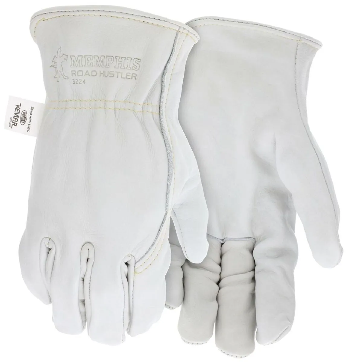 MCR Safety Road Hustler 3224S Premium Grain Leather, Drivers Work Gloves, Beige, 1 Dozen