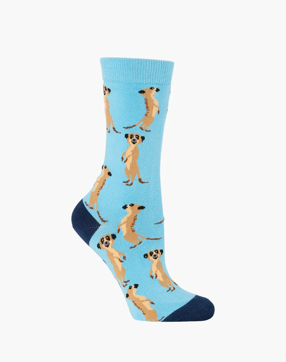 Meerkats on Blue Women's Bamboo Crew Socks