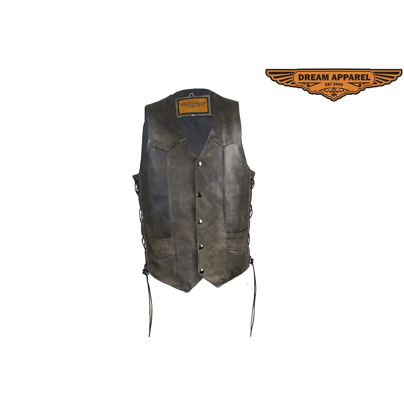 Men's Brown Leather Vest with Live to Ride