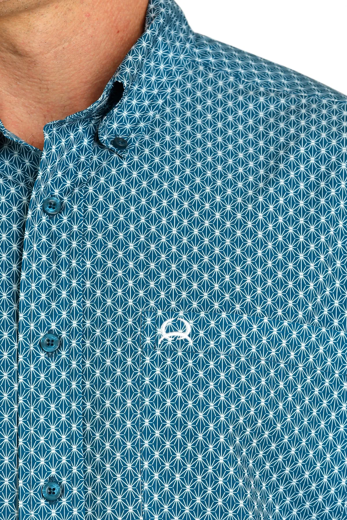 Men's Cinch ArenaFlex Teal Print Short Sleeve Shirt - MTW1704139 - FINAL SALE