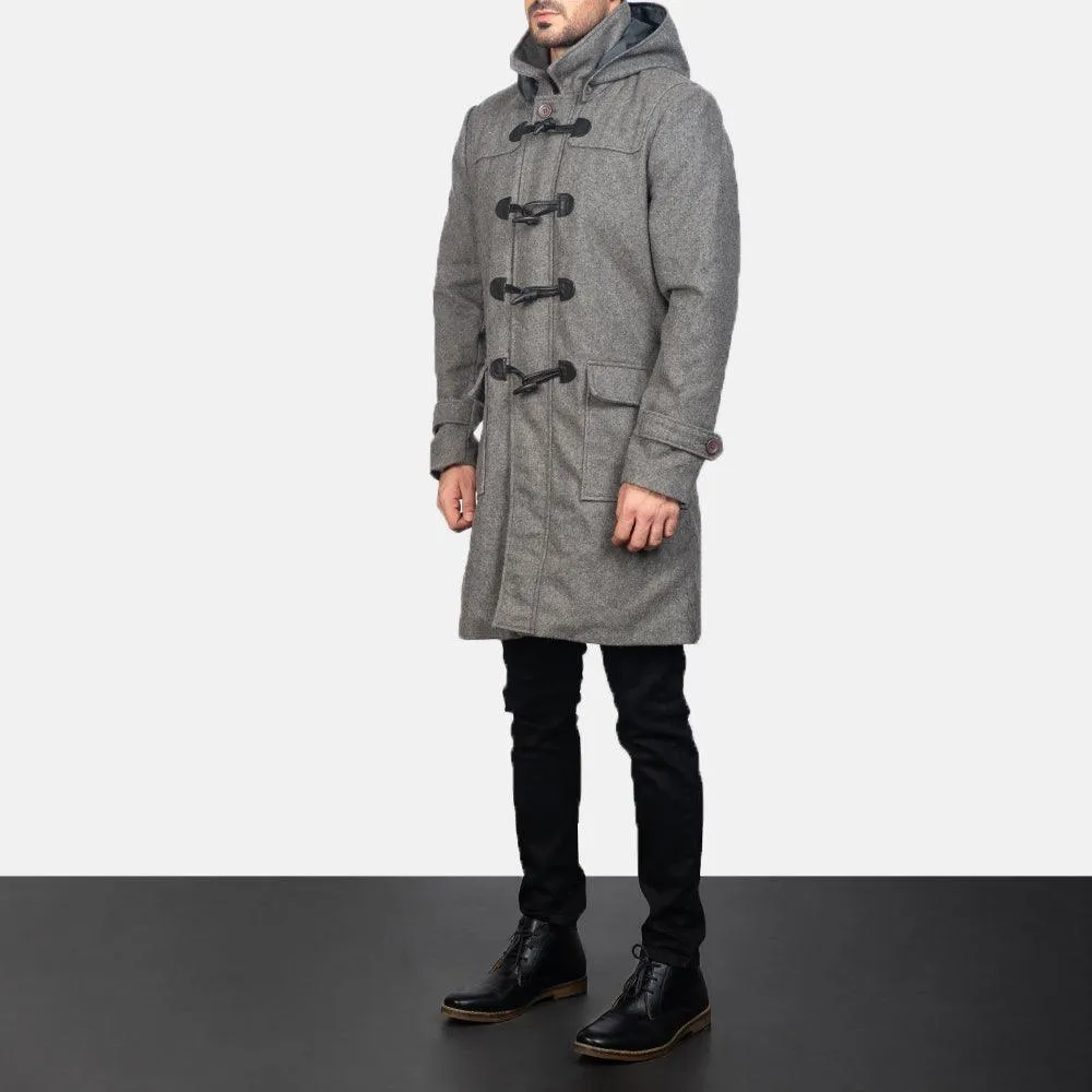 Mens Drake Grey Wool Duffle Coat