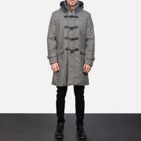 Mens Drake Grey Wool Duffle Coat