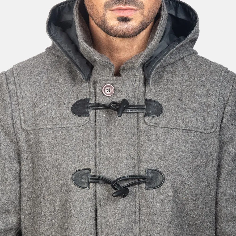 Mens Drake Grey Wool Duffle Coat